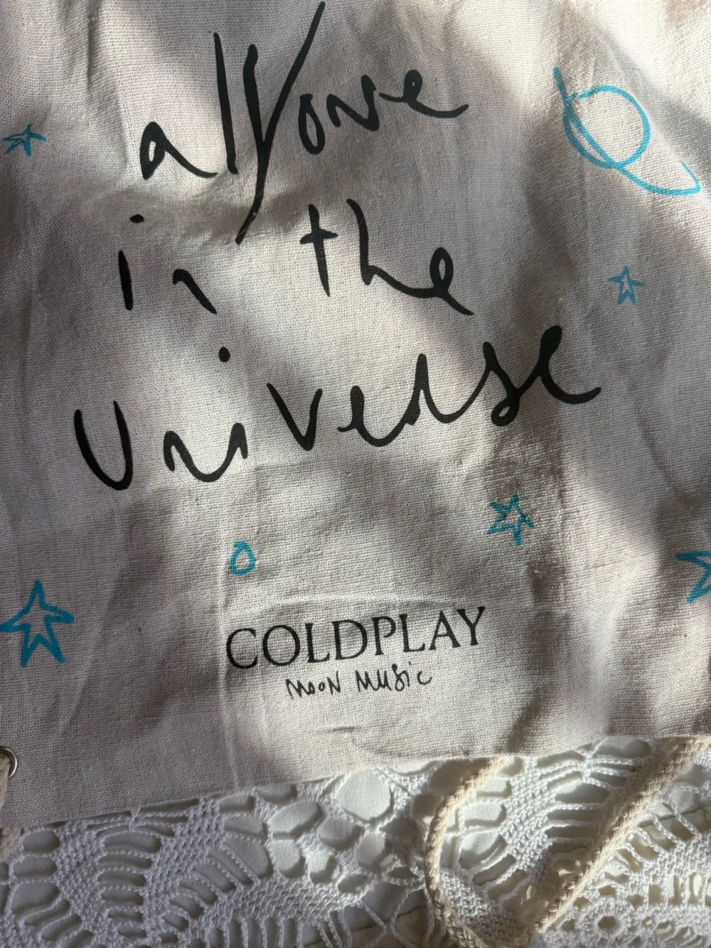 Coldplay official merch canvas drawstring backpack